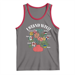 I Stand With Canada Greenland Mexico Panama Gaza Ukraine Tank Top Retro Floral TS11 Deep Heather Red Print Your Wear