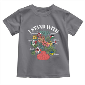 I Stand With Canada Greenland Mexico Panama Gaza Ukraine Toddler T Shirt Retro Floral TS11 Charcoal Print Your Wear