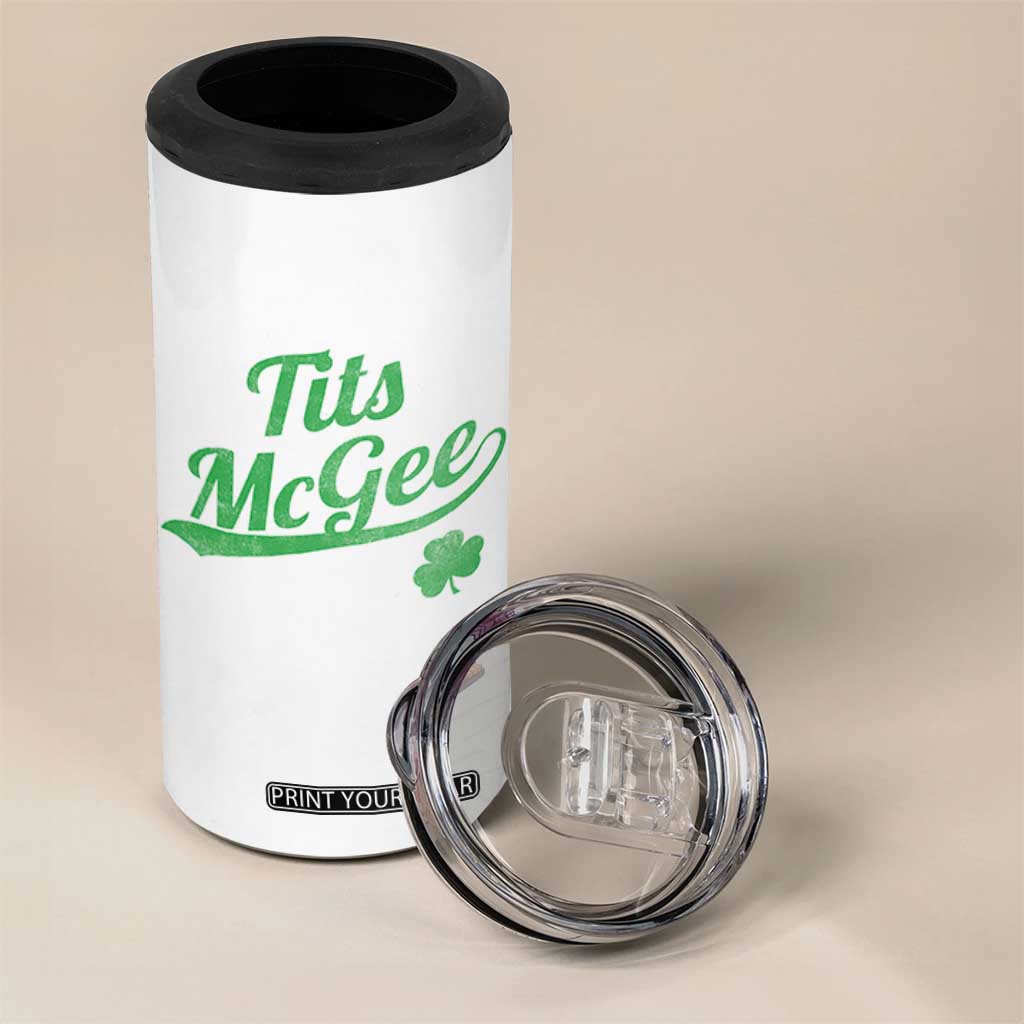 Tits McGee 4 in 1 Can Cooler Tumbler Funny Womens St Patricks Day Vintage Shamrocks TS11 Print Your Wear