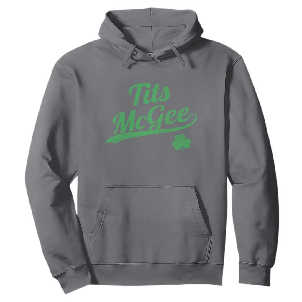 Tits McGee Hoodie Funny Womens St Patricks Day Vintage Shamrocks TS11 Charcoal Print Your Wear