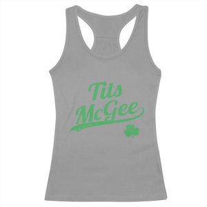 Tits McGee Racerback Tank Top Funny Womens St Patricks Day Vintage Shamrocks TS11 Sport Gray Print Your Wear
