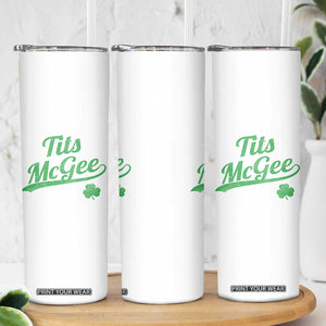 Tits McGee Skinny Tumbler Funny Womens St Patricks Day Vintage Shamrocks TS11 Print Your Wear