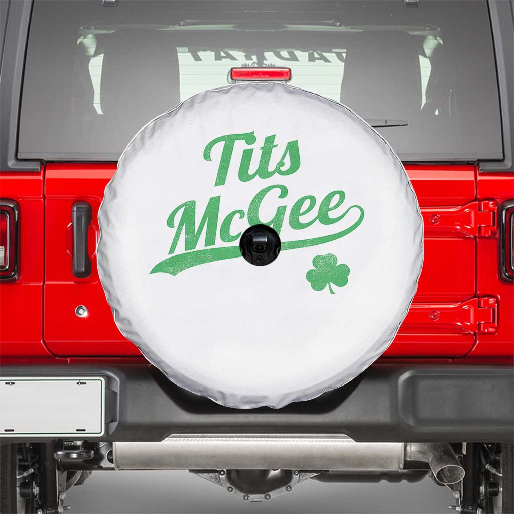 Tits McGee Spare Tire Cover Funny Womens St Patricks Day Vintage Shamrocks TS11 White Print Your Wear