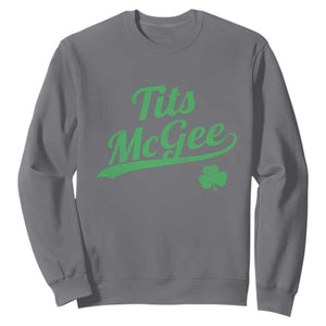 Tits McGee Sweatshirt Funny Womens St Patricks Day Vintage Shamrocks TS11 Charcoal Print Your Wear