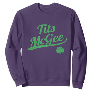 Tits McGee Sweatshirt Funny Womens St Patricks Day Vintage Shamrocks TS11 Purple Print Your Wear