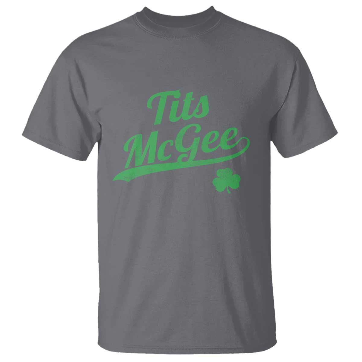 Tits McGee T Shirt Funny Womens St Patricks Day Vintage Shamrocks TS11 Charcoal Print Your Wear