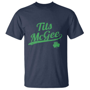 Tits McGee T Shirt Funny Womens St Patricks Day Vintage Shamrocks TS11 Navy Print Your Wear