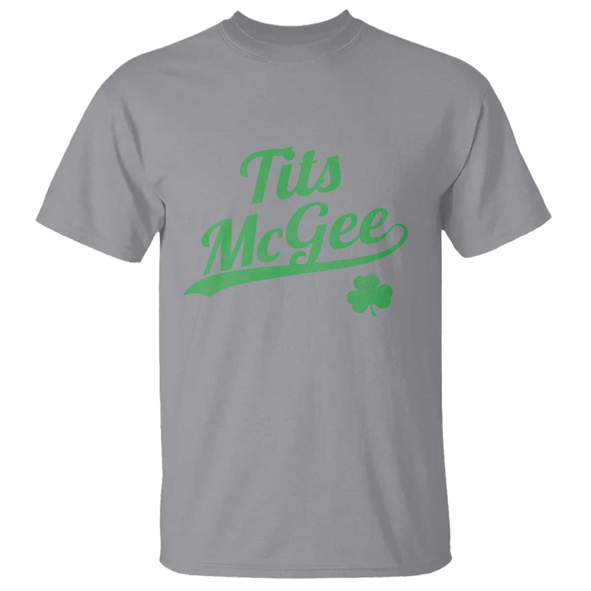 Tits McGee T Shirt Funny Womens St Patricks Day Vintage Shamrocks TS11 Sport Gray Print Your Wear