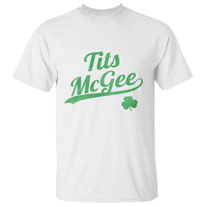 Tits McGee T Shirt Funny Womens St Patricks Day Vintage Shamrocks TS11 White Print Your Wear