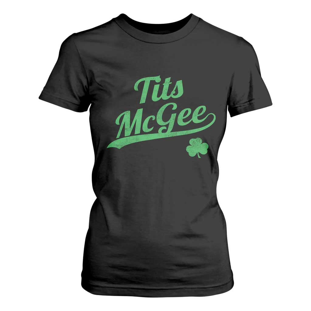 Tits McGee T Shirt For Women Funny Womens St Patricks Day Vintage Shamrocks TS11 Black Print Your Wear