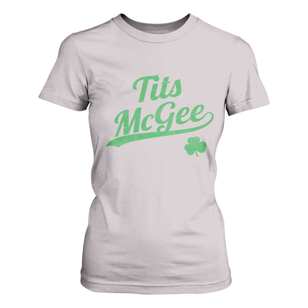 Tits McGee T Shirt For Women Funny Womens St Patricks Day Vintage Shamrocks TS11 Ice Gray Print Your Wear
