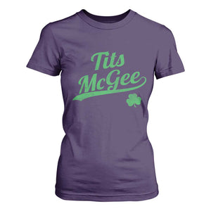 Tits McGee T Shirt For Women Funny Womens St Patricks Day Vintage Shamrocks TS11 Purple Print Your Wear