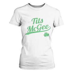 Tits McGee T Shirt For Women Funny Womens St Patricks Day Vintage Shamrocks TS11 White Print Your Wear
