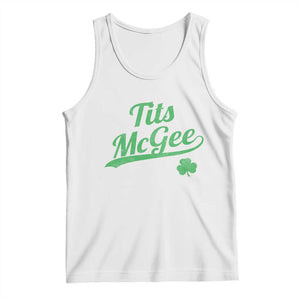 Tits McGee Tank Top Funny Womens St Patricks Day Vintage Shamrocks TS11 White Print Your Wear