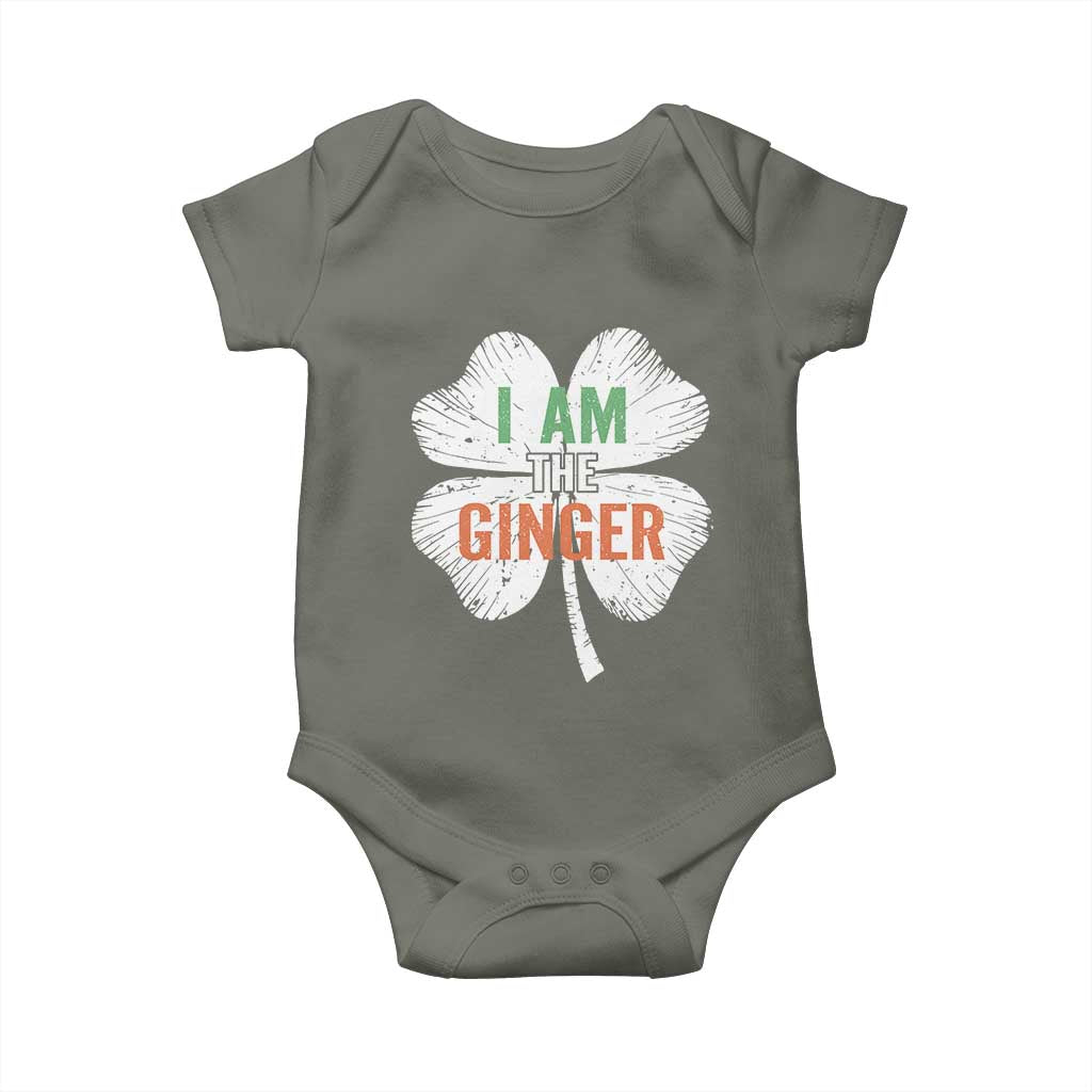 Funny St Patricks Day I Am The Ginger Baby Onesie Irish Redhead Shamrock TS11 Military Green Print Your Wear