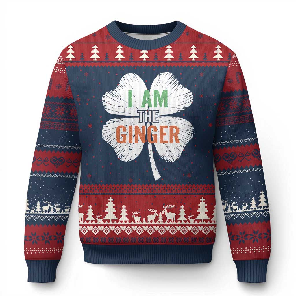 Funny St Patricks Day I Am The Ginger Ugly Christmas Sweater Irish Redhead Shamrock TS11 Navy Red Print Your Wear