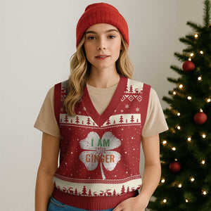 Funny St Patricks Day I Am The Ginger V-Neck Knit Sweater Vest Irish Redhead Shamrock TS11 Red Beige Print Your Wear