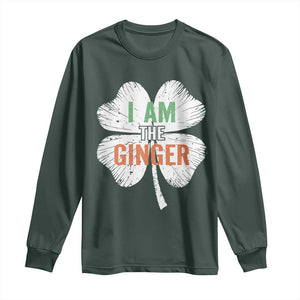 Funny St Patricks Day I Am The Ginger Long Sleeve Shirt Irish Redhead Shamrock TS11 Dark Forest Green Print Your Wear