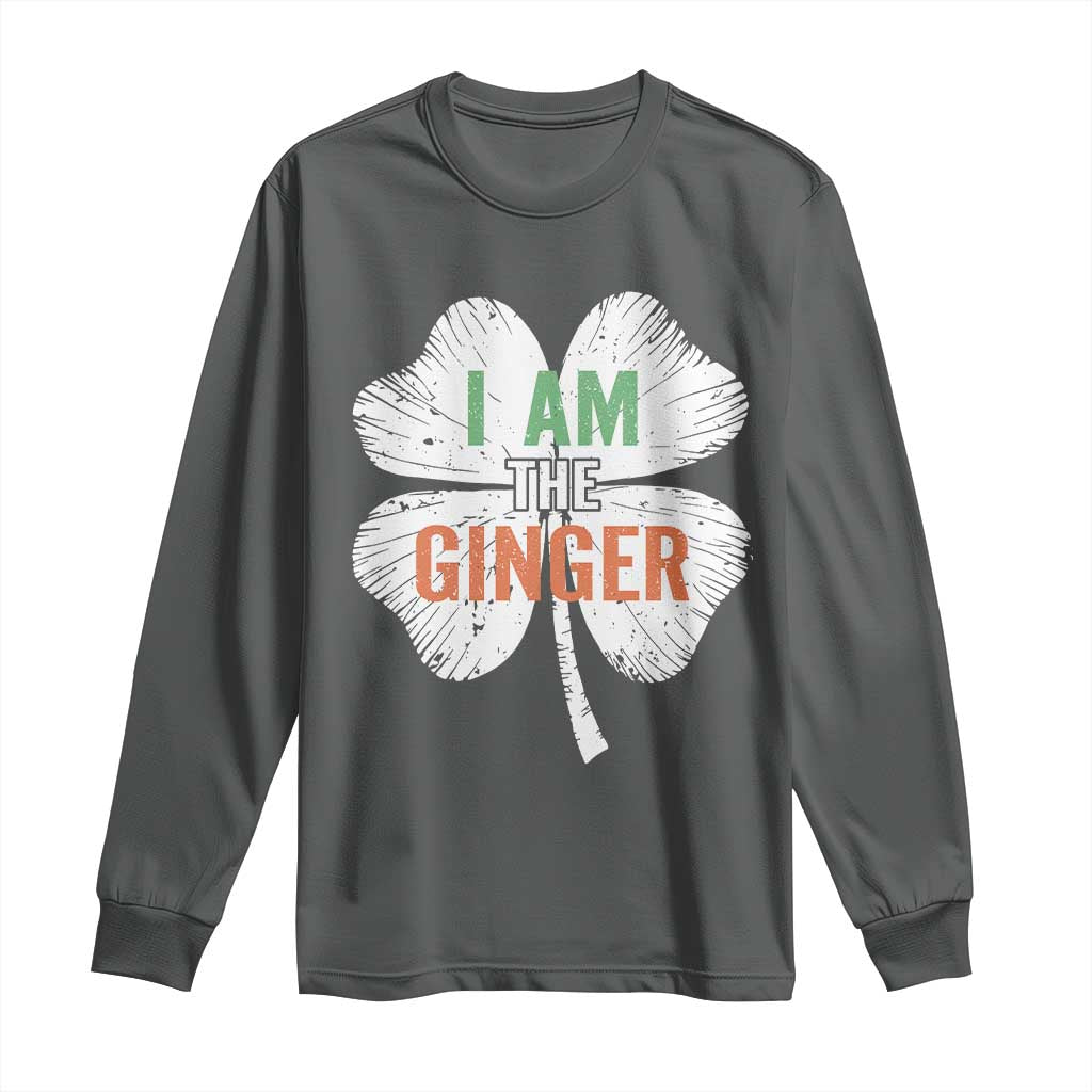 Funny St Patricks Day I Am The Ginger Long Sleeve Shirt Irish Redhead Shamrock TS11 Dark Heather Print Your Wear