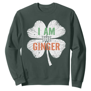 Funny St Patricks Day I Am The Ginger Sweatshirt Irish Redhead Shamrock TS11 Dark Forest Green Print Your Wear