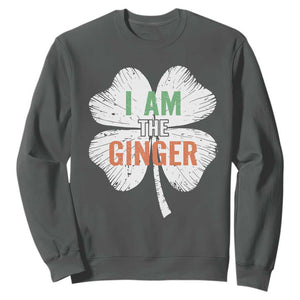 Funny St Patricks Day I Am The Ginger Sweatshirt Irish Redhead Shamrock TS11 Dark Heather Print Your Wear