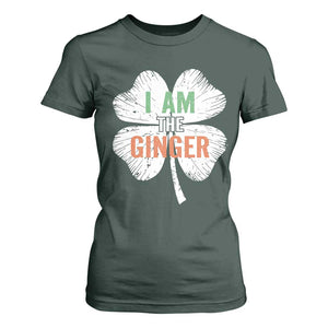 Funny St Patricks Day I Am The Ginger T Shirt For Women - Irish Redhead Shamrock TS11 Dark Forest Green Print Your Wear