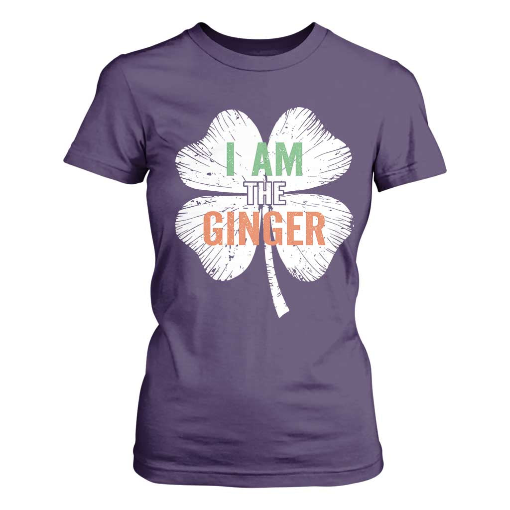 Funny St Patricks Day I Am The Ginger T Shirt For Women - Irish Redhead Shamrock TS11 Purple Print Your Wear