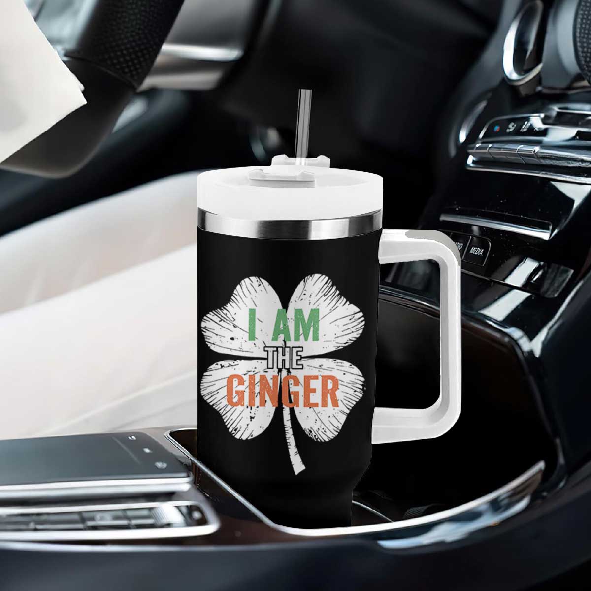 Funny St Patricks Day I Am The Ginger Tumbler With Handle Irish Redhead Shamrock TS11 Print Your Wear