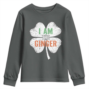 Funny St Patricks Day I Am The Ginger Youth Sweatshirt Irish Redhead Shamrock TS11 Dark Heather Print Your Wear
