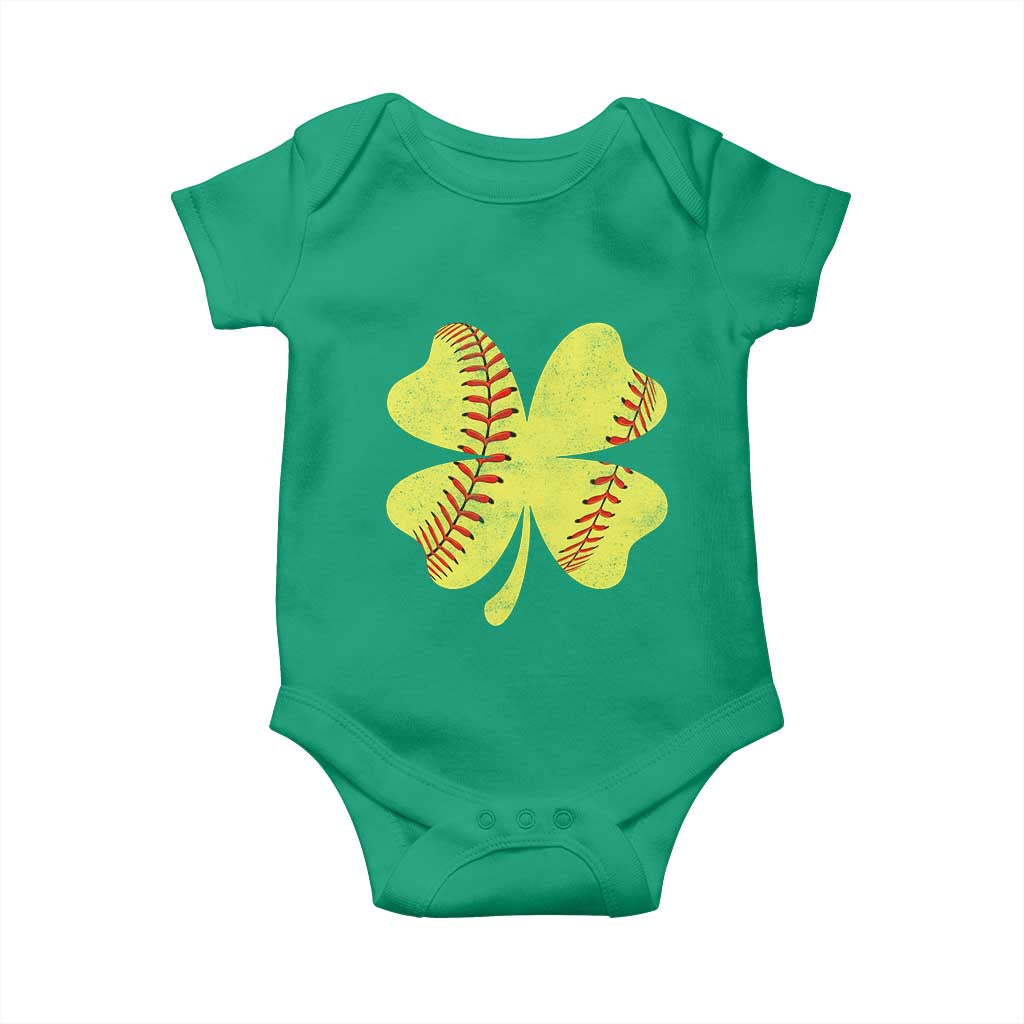 Softball St Patricks Day Irish Clover Sport Baby Onesie TS11 Irish Green Print Your Wear