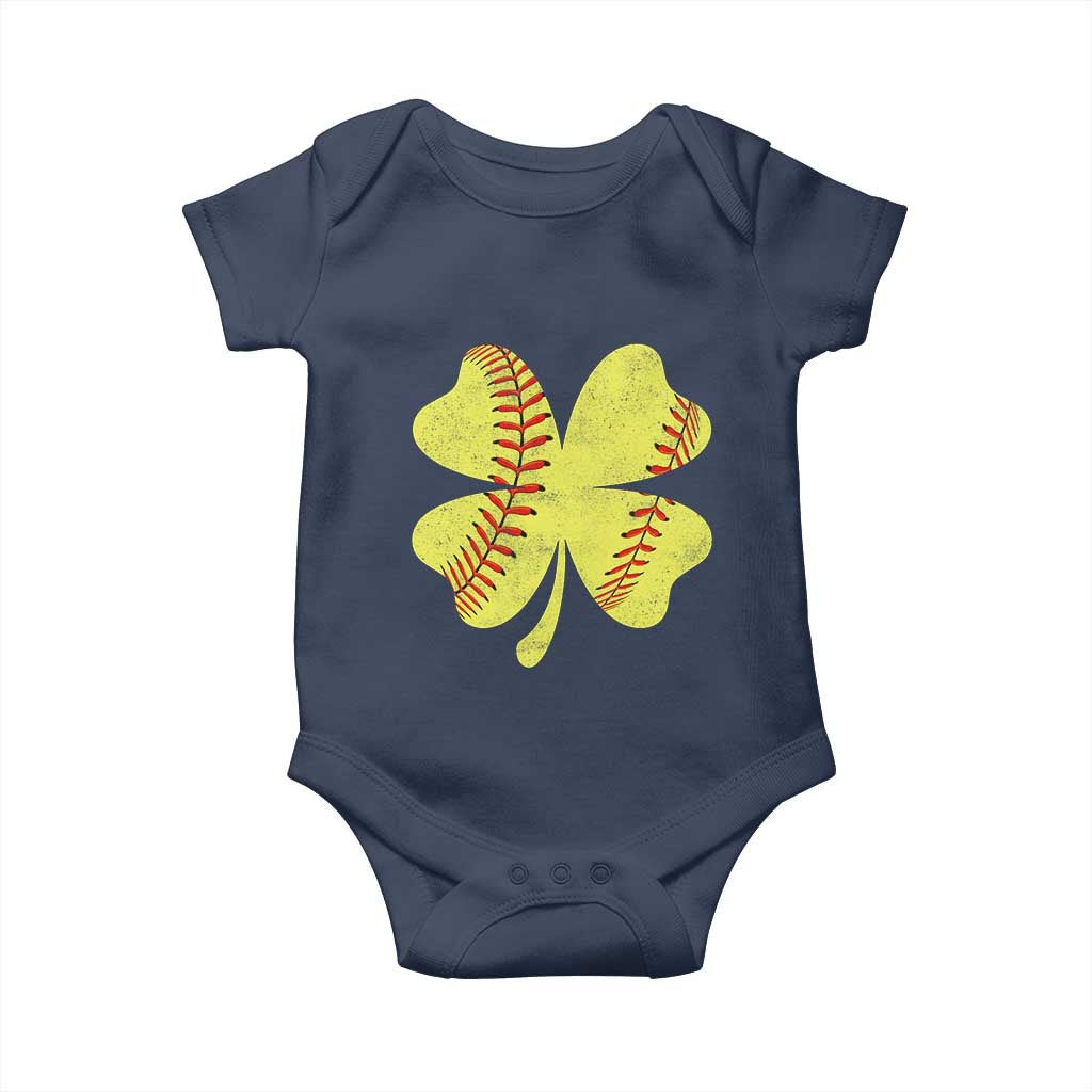 Softball St Patricks Day Irish Clover Sport Baby Onesie TS11 Navy Print Your Wear