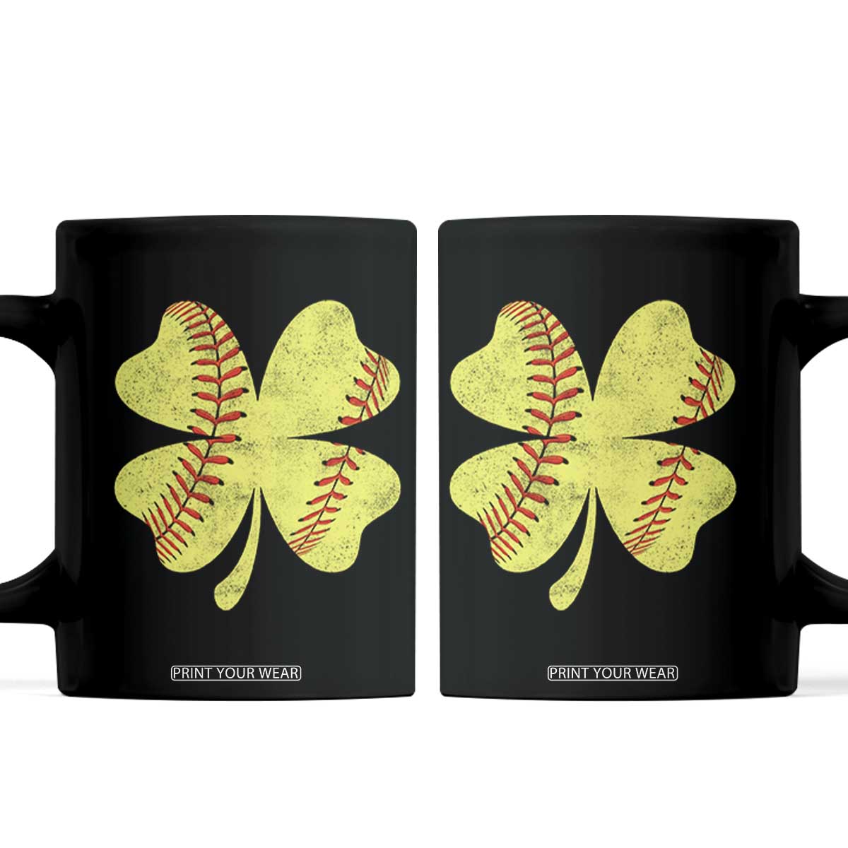 Softball St Patricks Day Irish Clover Sport Coffee Mug TS11 Black Print Your Wear