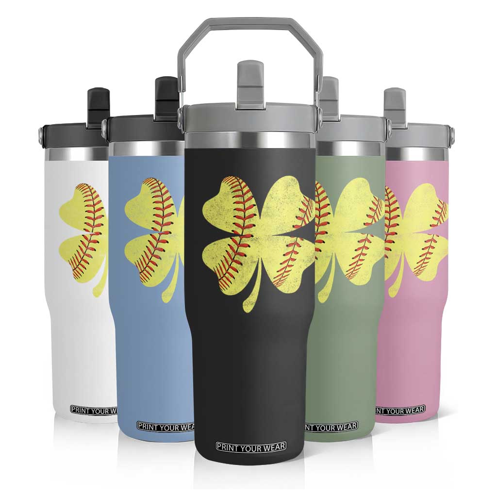 Softball St Patricks Day Irish Clover Sport Flip Straw Tumbler TS11 Print Your Wear