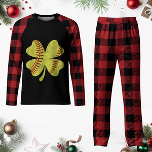 Softball St Patricks Day Irish Clover Sport Plaid Pajama Set TS11 Buffalo Plaid Print Your Wear
