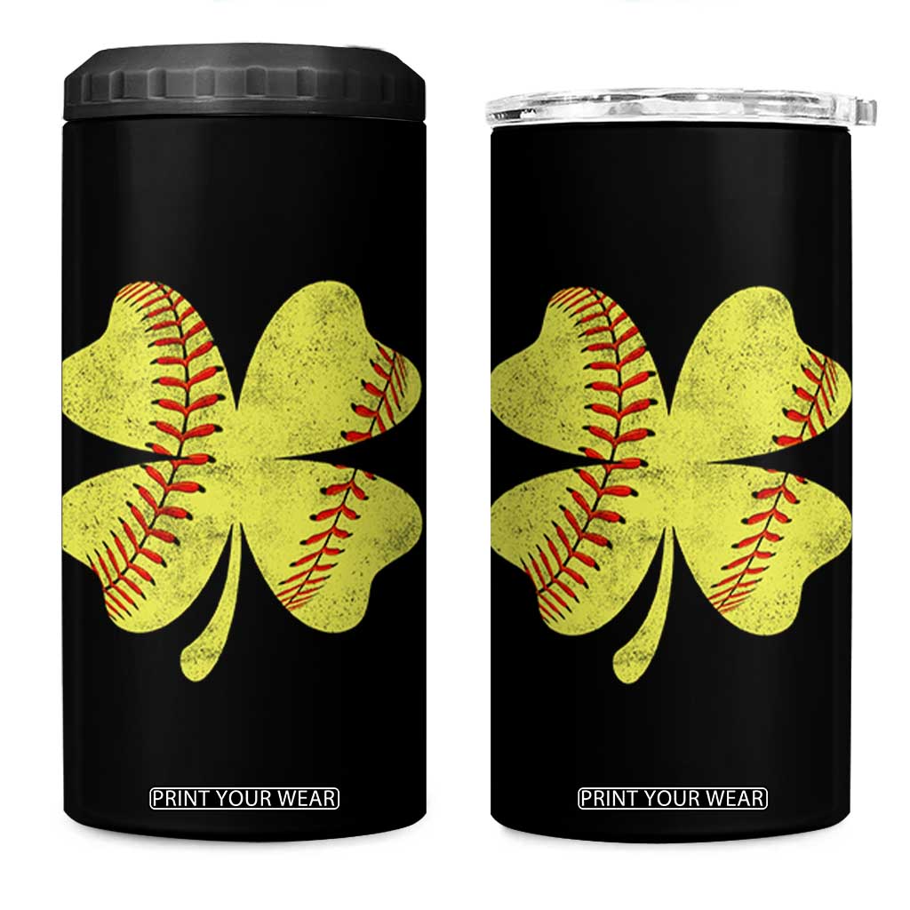Softball St Patricks Day Irish Clover Sport 4 in 1 Can Cooler Tumbler TS11 One Size: 16 oz Black Print Your Wear