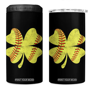 Softball St Patricks Day Irish Clover Sport 4 in 1 Can Cooler Tumbler TS11 One Size: 16 oz Black Print Your Wear