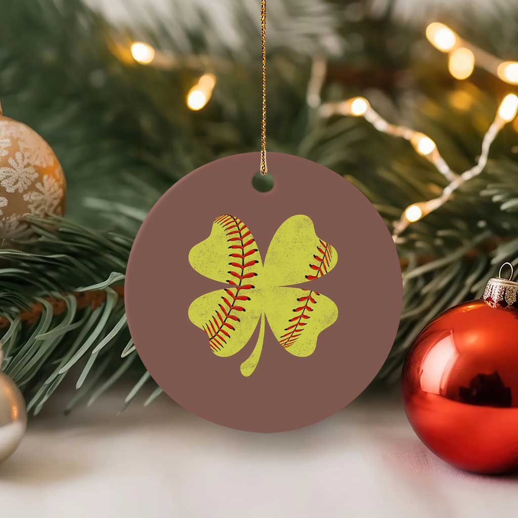 Softball St Patricks Day Irish Clover Sport Ceramic Ornament TS11 1pc Mocha Print Your Wear