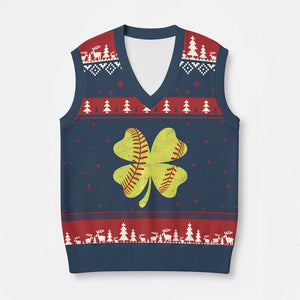 Softball St Patricks Day Irish Clover Sport V-Neck Knit Sweater Vest TS11 Navy Red Print Your Wear