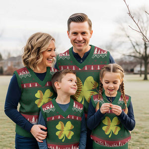Softball St Patricks Day Irish Clover Sport V-Neck Knit Sweater Vest TS11 Red Green Print Your Wear