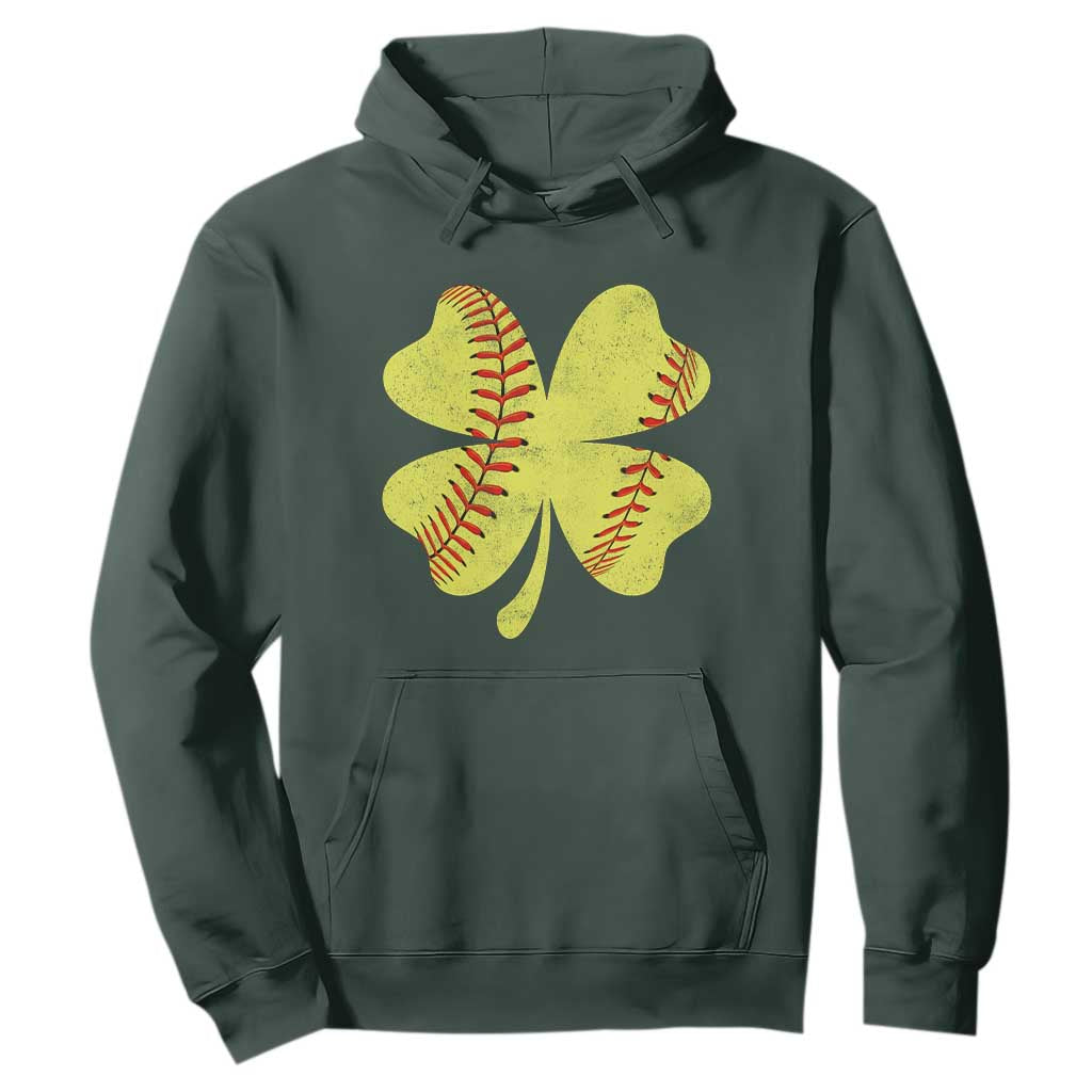 Softball St Patricks Day Irish Clover Sport Hoodie TS11 Dark Forest Green Print Your Wear