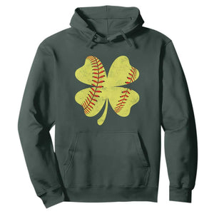 Softball St Patricks Day Irish Clover Sport Hoodie TS11 Dark Forest Green Print Your Wear