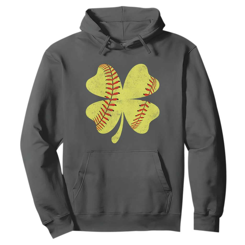 Softball St Patricks Day Irish Clover Sport Hoodie TS11 Dark Heather Print Your Wear