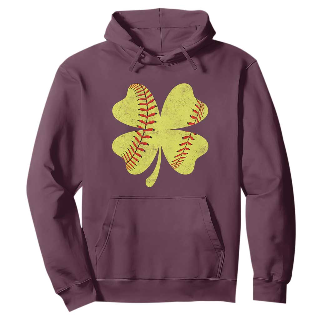 Softball St Patricks Day Irish Clover Sport Hoodie TS11 Maroon Print Your Wear