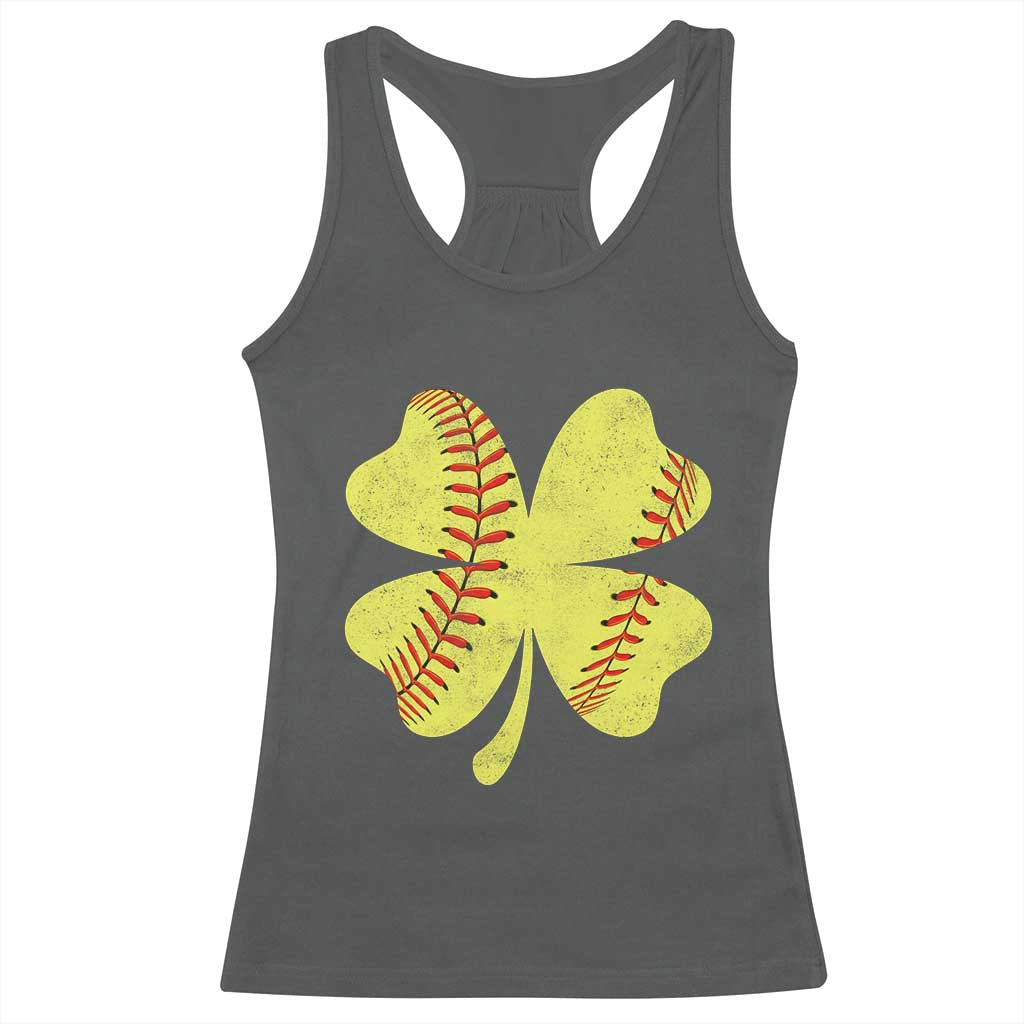 Softball St Patricks Day Irish Clover Sport Racerback Tank Top TS11 Dark Heather Print Your Wear
