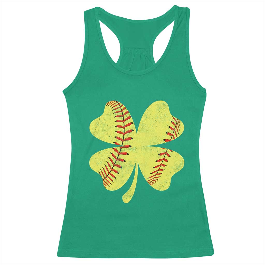 Softball St Patricks Day Irish Clover Sport Racerback Tank Top TS11 Irish Green Print Your Wear