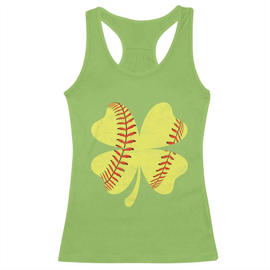 Softball St Patricks Day Irish Clover Sport Racerback Tank Top TS11 Lime Print Your Wear