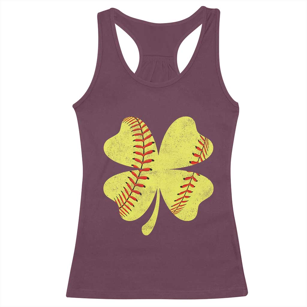 Softball St Patricks Day Irish Clover Sport Racerback Tank Top TS11 Maroon Print Your Wear