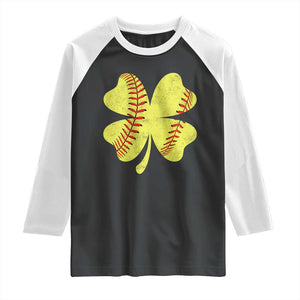 Softball St Patricks Day Irish Clover Sport Raglan Shirt TS11 Black White Print Your Wear