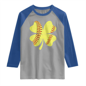 Softball St Patricks Day Irish Clover Sport Raglan Shirt TS11 Sport Gray Royal Print Your Wear