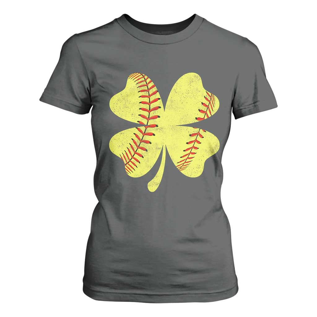 Softball St Patricks Day Irish Clover Sport T Shirt For Women TS11 Dark Heather Print Your Wear